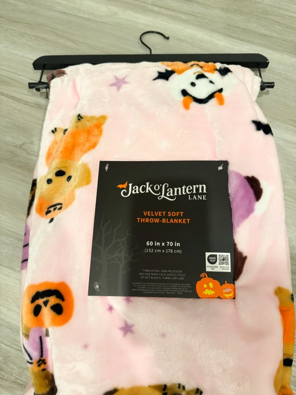 Jack o' Lantern Lane m Pink Halloween Puppy Plush Pajama Throw Blanket